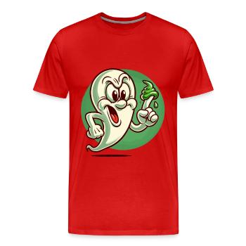 drôle boobby fantôme rétro style dessin animé booger - T-shirt bio Premium Homme - rouge - Devant - Damien (186cm)