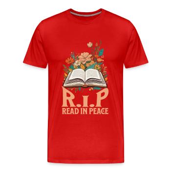 Lire En Paix Drôle Halloween Dicton Design - T-shirt bio Premium Homme - rouge - Devant - Damien (186cm)