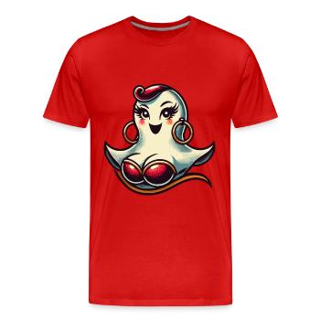 Drôle Glamour Goule Flashy Halloween - T-shirt bio Premium Homme - rouge - Devant - Damien (186cm)