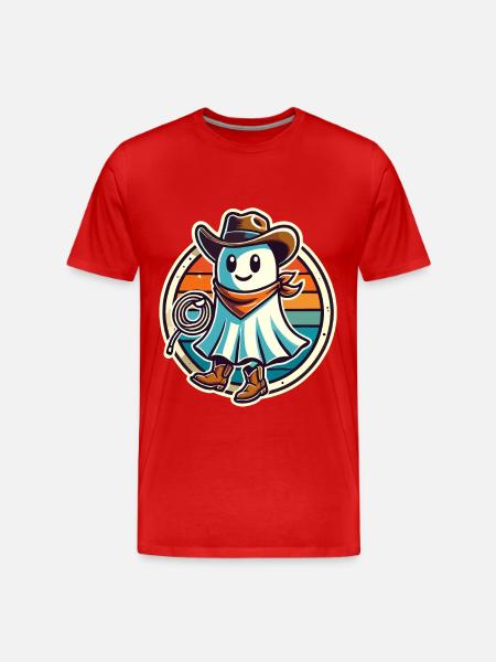 Cowboy Ghost Funny Halloween Design - Men's Premium Organic T-Shirt - red