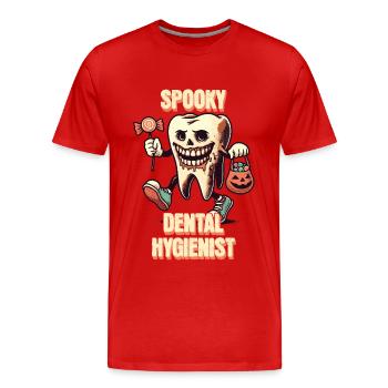 Aventure dentaire effrayante d’Halloween - T-shirt bio Premium Homme - rouge - Devant - Damien (186cm)