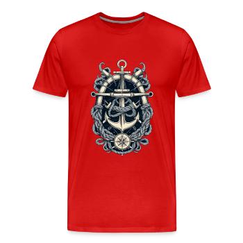 Conception esthétique de l’ancrage - T-shirt bio Premium Homme - rouge - Devant - Damien (186cm)