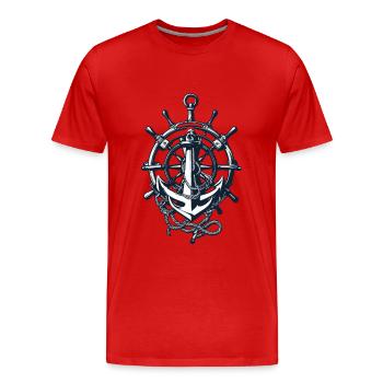 Kapitän Steuerrad Anker Abenteuer Segen - Männer Premium Bio T-Shirt - Rot - Vorne - Damien (186cm)