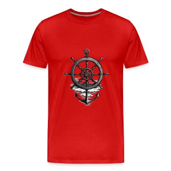 Conception d’un marin des Maritimes avec ancre et volant - T-shirt bio Premium Homme - rouge - Devant - Damien (186cm)