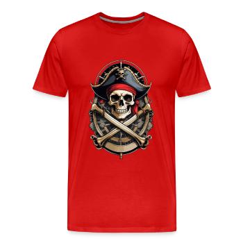 Piratenflaggen Skull Jolly Roger Pirat Kostüm - Männer Premium Bio T-Shirt - Rot - Vorne - Damien (186cm)