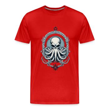 Pieuvre Monstre Marin Style Vintage - T-shirt bio Premium Homme - rouge - Devant - Damien (186cm)
