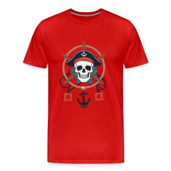 Drôle de Pirate Tenue Jolly Roger Design - T-shirt bio Premium Homme - rouge - Devant - Damien (186cm)