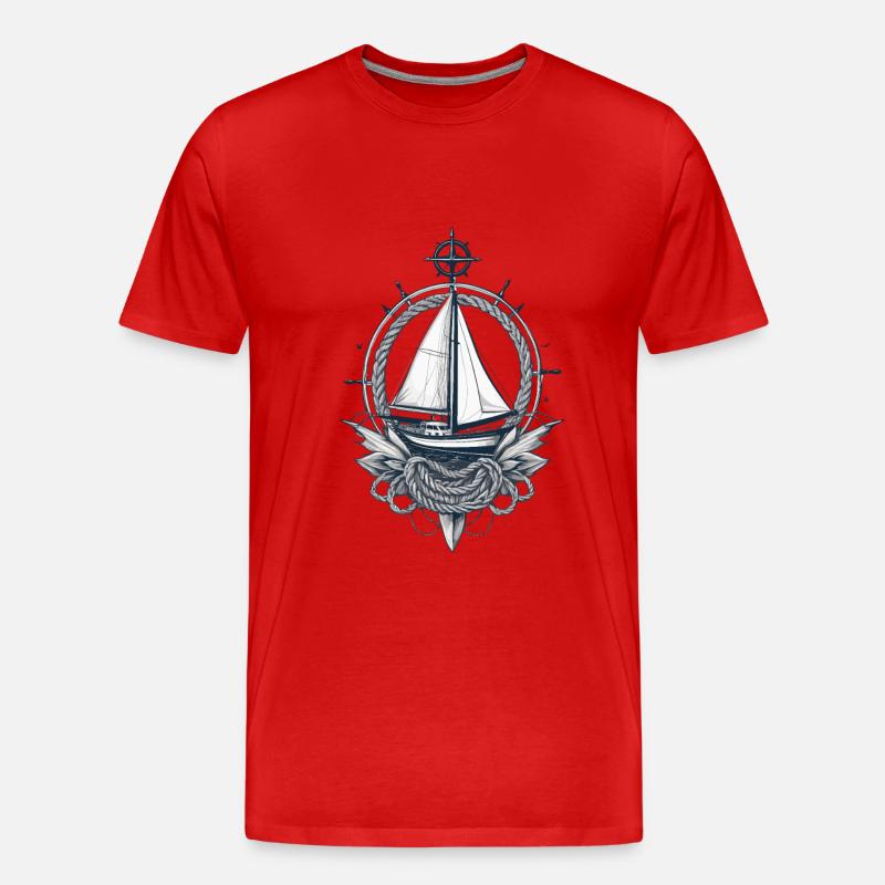 äSegelboot Kompass Nautik Abenteuer - Männer Premium Bio T-Shirt - Rot