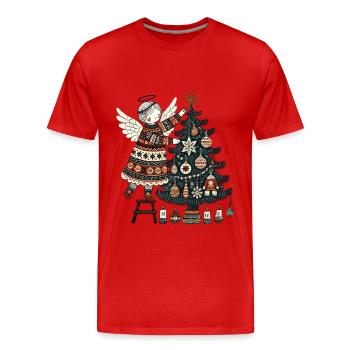 Weihnachtlicher Engel Im Skandinavischen - Männer Premium Bio T-Shirt - Rot - Vorne - Damien (186cm)
