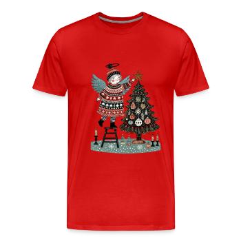 Skandinavischer Weihnachtsengel Mit Weihnachtsbaum - Männer Premium Bio T-Shirt - Rot - Vorne - Damien (186cm)