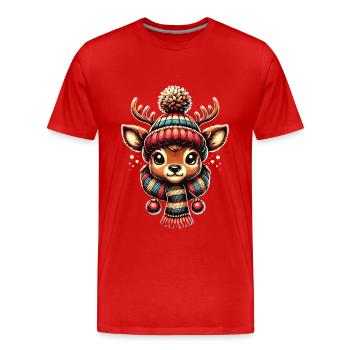 Vintage Noël renne Design flocons de neige - T-shirt bio Premium Homme - rouge - Devant - Damien (186cm)