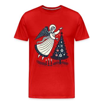 Vintage Angel Christmas Ornaments Aesthetics - Men's Premium Organic T-Shirt - red - Front - Damien (186cm)