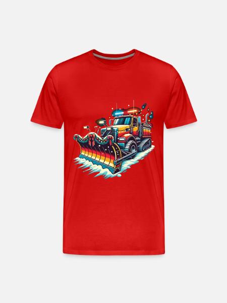 Winter Weihnachten Schneeräummaschine Fahrzeug - Männer Premium Bio T-Shirt - Rot