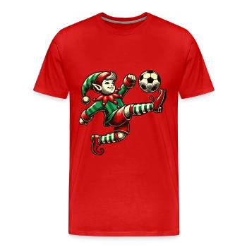 Soccer Playing Eleven With Ball - Men's Premium Organic T-Shirt - red - Front - Damien (186cm)