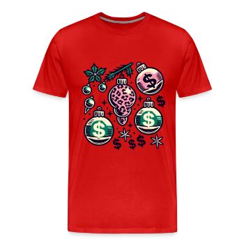 Weihnachtlicher Geldregen Dekor - Männer Premium Bio T-Shirt - Rot - Vorne - Damien (186cm)