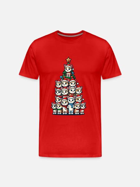 Christmas Cats Christmas Tree Fun - Men's Premium Organic T-Shirt - red