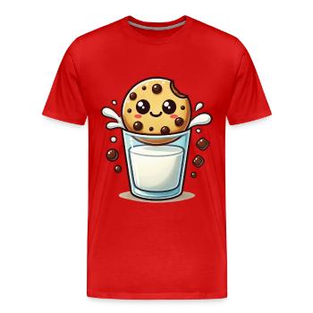 Fröhliche Kekse Und Milch Weihnachten Spaß - Männer Premium Bio T-Shirt - Rot - Vorne - Damien (186cm)