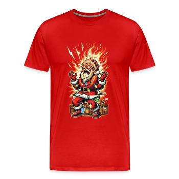 Santa Claus gets electrocuted catastrophe - Men's Premium Organic T-Shirt - red - Front - Damien (186cm)