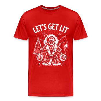 Père Noël drôle choc électrique amusant - T-shirt bio Premium Homme - rouge - Devant - Damien (186cm)