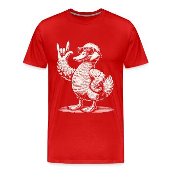 Heavy Metal Duck Funny Festival Fun - Men's Premium Organic T-Shirt - red - Front - Damien (186cm)