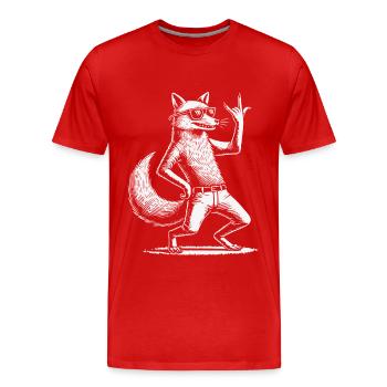 Rock Musik Lustige Heavy Metal Fuchs - Männer Premium Bio T-Shirt - Rot - Vorne - Damien (186cm)