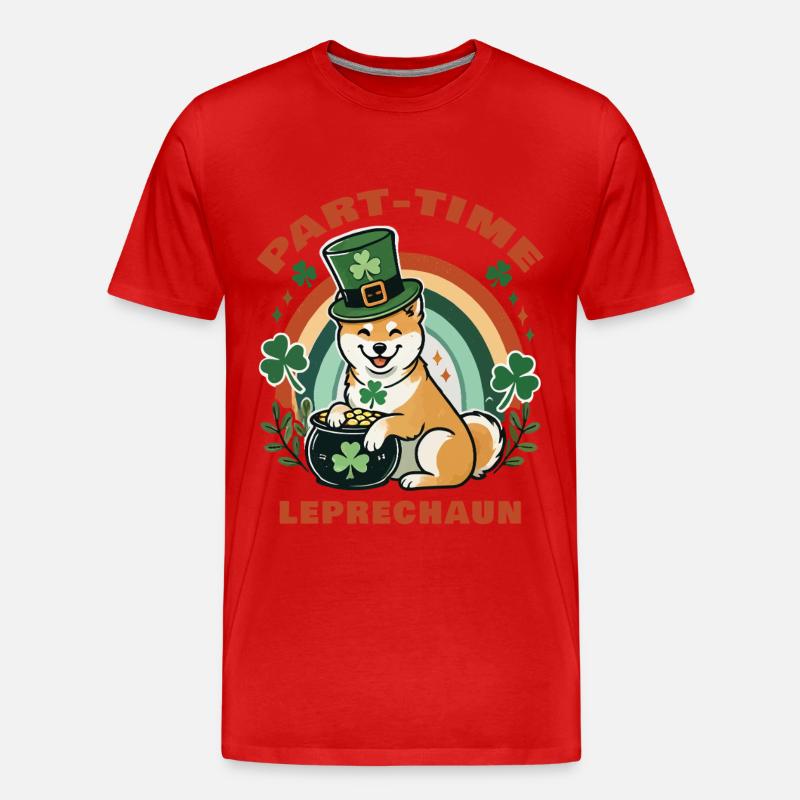 Teilzeit Leprechaun St. Patrick's Day - Männer Premium Bio T-Shirt - Rot