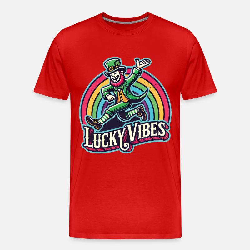 Saint-Patrick Lucky Vibes Arc-en-ciel - T-shirt bio Premium Homme - rouge