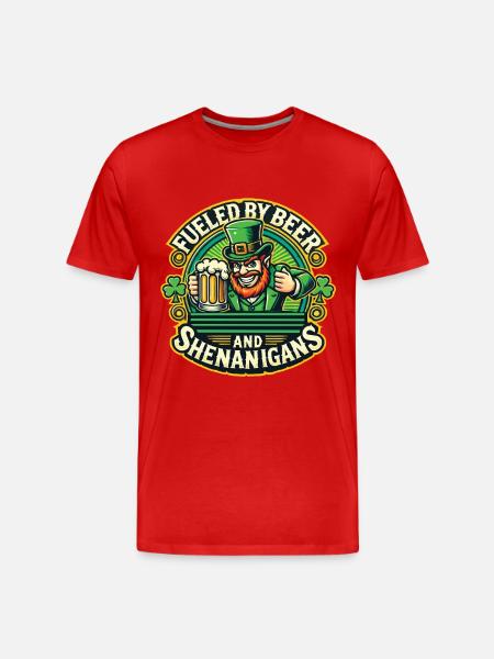 Saint-Patrick : Bière et farce - T-shirt bio Premium Homme - rouge