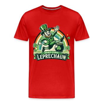 Leprechaun à temps partiel de la Saint-Patrick - T-shirt bio Premium Homme - rouge - Devant - Damien (186cm)