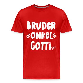 Bruder Onkel Götti Patenonkel Taufpate Schweiz - Männer Premium Bio T-Shirt - Rot - Vorne - Damien (186cm)