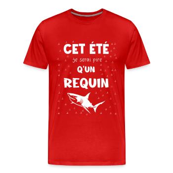 cet été je serai pire qu'un requin - T-shirt bio Premium Homme - rouge - Devant - Damien (186cm)