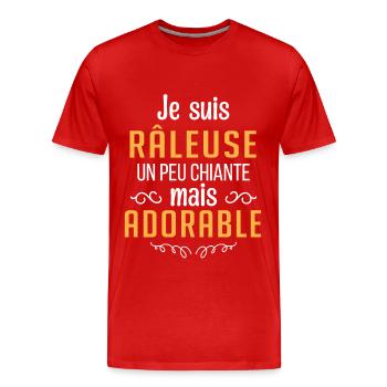 Je suis râleuse un peu chiante mais adorable - T-shirt bio Premium Homme - rouge - Devant - Damien (186cm)