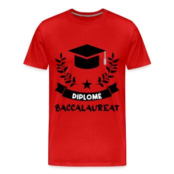 Diplôme de baccalauréat - T-shirt bio Premium Homme - rouge - Devant - Damien (186cm)