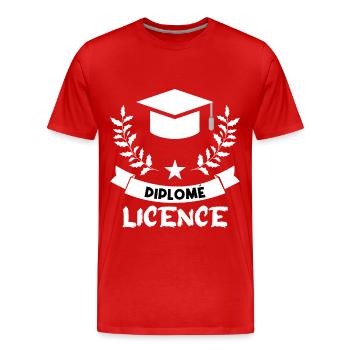 diplômé en licence. - T-shirt bio Premium Homme - rouge - Devant - Damien (186cm)