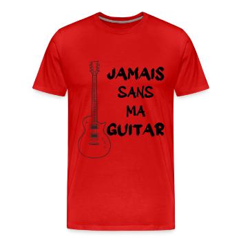 jamais sans la guitare - T-shirt bio Premium Homme - rouge - Devant - Damien (186cm)