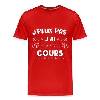 je peux pas j ai cours - T-shirt bio Premium Homme - rouge - Devant - Damien (186cm)