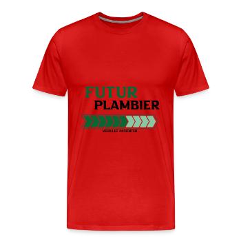 futur plombier - T-shirt bio Premium Homme - rouge - Devant - Damien (186cm)