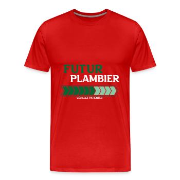 futur plombier - T-shirt bio Premium Homme - rouge - Devant - Damien (186cm)
