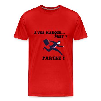 À vos marques.. Prêts? Partez! - T-shirt bio Premium Homme - rouge - Devant - Damien (186cm)