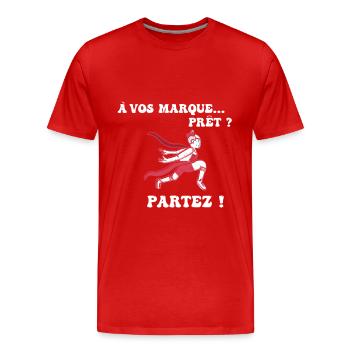 À vos marques.. Prêts? Partez! - T-shirt bio Premium Homme - rouge - Devant - Damien (186cm)