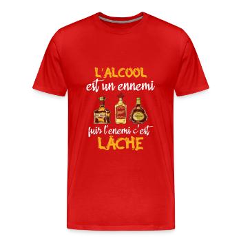L'alcool est un ennemi - T-shirt bio Premium Homme - rouge - Devant - Damien (186cm)