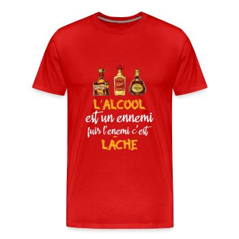 L'alcool est un ennemi - T-shirt bio Premium Homme - rouge - Devant - Damien (186cm)
