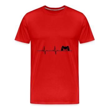 Konsolen-Heartbeat - Männer Premium Bio T-Shirt - Rot - Vorne - Damien (186cm)