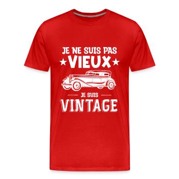 Je ne suis pas vieux je suis vintage - T-shirt bio Premium Homme - rouge - Devant - Damien (186cm)