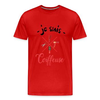 je suis coiffeuse - T-shirt bio Premium Homme - rouge - Devant - Damien (186cm)