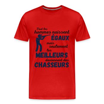 les meilleurs deviennent chasseurs cadeau humour - T-shirt bio Premium Homme - rouge - Devant - Damien (186cm)