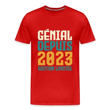 génial depuis 2023 - T-shirt bio Premium Homme - rouge - Devant - Damien (186cm)