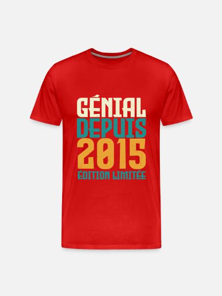 Génial depuis 2015 - T-shirt bio Premium Homme - rouge