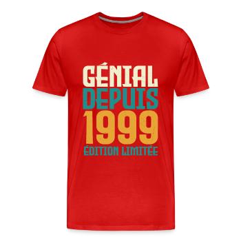 Génial depuis 1999 - T-shirt bio Premium Homme - rouge - Devant - Damien (186cm)
