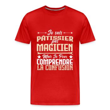 Pâtissier pas magicien - T-shirt bio Premium Homme - rouge - Devant - Damien (186cm)